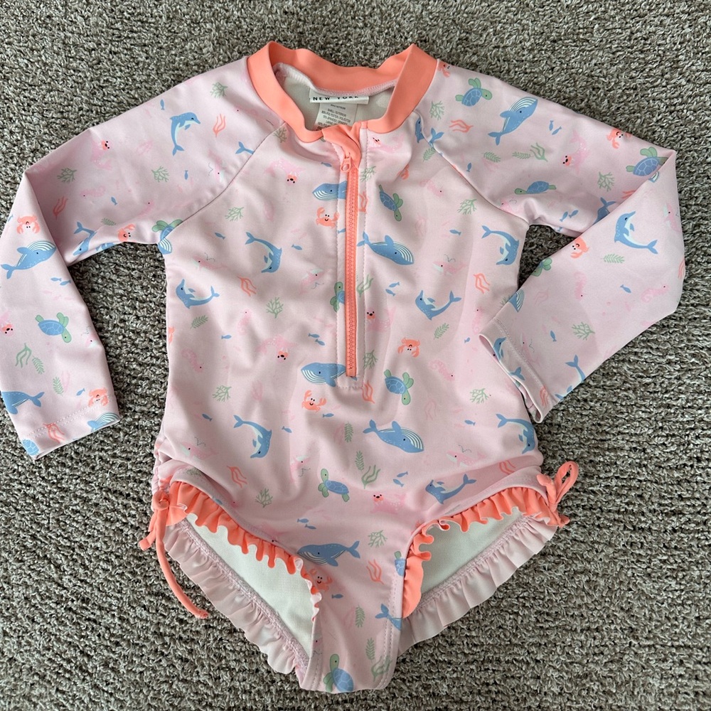 Nicole Miller Pink and Blue Kids Swim Rashguard